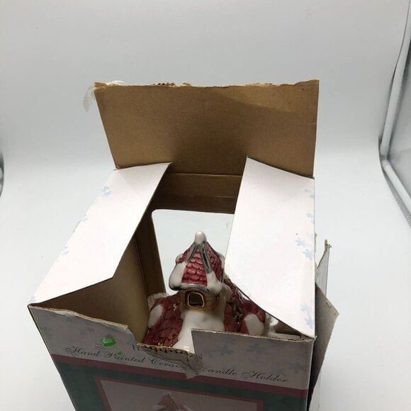 NIB Huntington Hand Painted Ceramic Candle Holder Gingerbread House Christmas - Picture 4 of 11